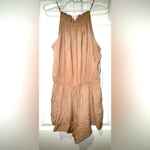 Active USA Tan Sleeveless/adjustable strap Romper. Size M NWT